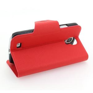 Wallet Pouch Luxury PU Leather Stand Book Style Case Cover for Samsung Galaxy S4 (I9500) Red