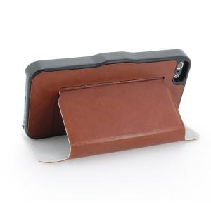 PU Leather Stand Case Cover for iPhone5/5S Brown