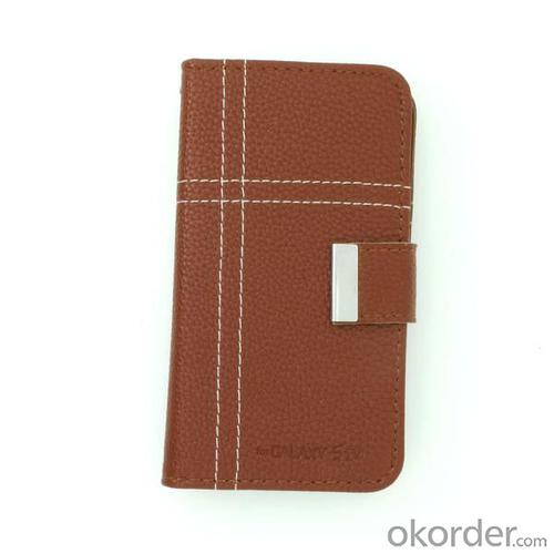 Luxury PU Leather Stand Cover for Samsung Galaxy S4 (I9500) Wallet Pouch Cover Brown System 1