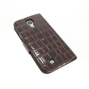 Luxury PU Leather Stand Case Cover for Samsung Galaxy S4 (I9500) Wallet Pouch Dark Brown