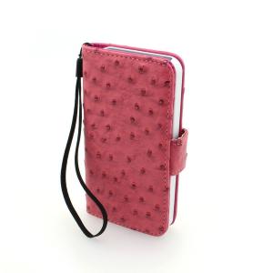 For iPhone5/5S Wallet Pouch Ostrich Pattern PU Leather Stand Case Cover Rose