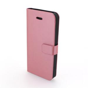 Luxury Lichee Pattern PU Leather Stand Case Cover for iPhone5/5S Pink
