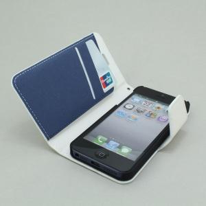 Cross Pattern PU Leather Case Cover for iPhone5/5S Wallet Pouch White System 1