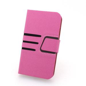 2014 Hot Sale For Samsung Galaxy S4 I9500 Cross Pattern Case Cover With ID Credit Card Slot Holder Hot Pink