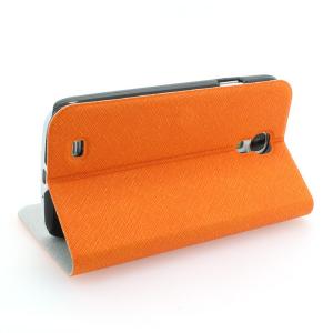 Front Hollow Luxury PU Leather Case Cover for Samsung Galaxy S4 (I9500) Orange