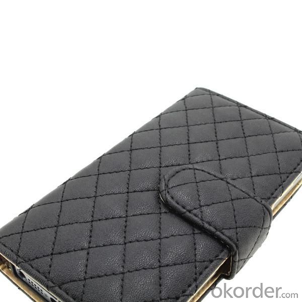 Luxury PU Leather for iPhone5/5S Wallet Pouch Stand Case Cover Black