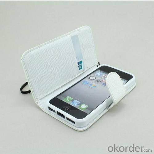 PU Leather Stand Case Cover for iPhone5/5S Wallet Pouch White System 1