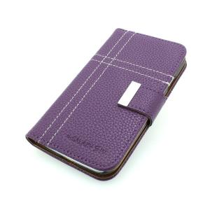 Luxury PU Leather Wallet Pouch For Samsung Galaxy S4 (I9500) Stand Case Cover Purple