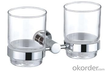 Luxury Bath Accessories Modern Chrome-plated Double Tumbler Holder System 1