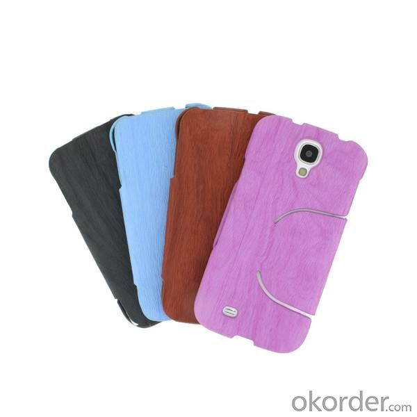 China Supplier Retro Wood Texture PU Leather Stand Case For Samsung Galaxy S4 I9500 Tree Grain Blue All Colors
