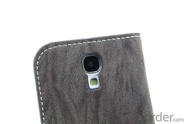 Grey Luxury PU Leather For Samsung Galaxy S4 (I9500) Wallet Pouch Stand Case Cover