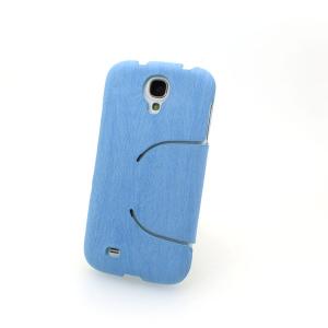 China Supplier Retro Wood Texture PU Leather Stand Case For Samsung Galaxy S4 I9500 Tree Grain Blue All Colors