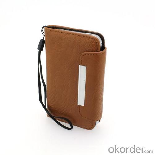 Wallet Pouch Lichee Pattern PU Leather Stand Case Cover for iPhone4/4S Brown System 1