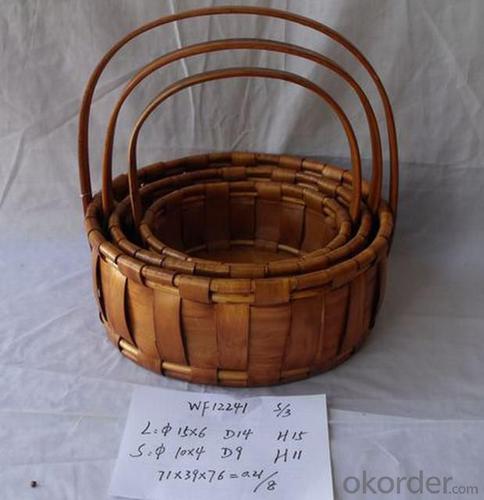 High Quality Hand Made Round Shape Home Storage Basket Woven Basket With Handle System 1