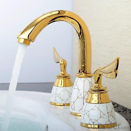 Antique Brass Body Basin Faucet With Two Handles System 1