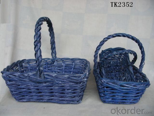 Hot Sale Home Storage Set Of Three Antique Blue Willow Basket System 1