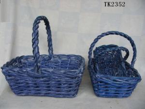 Hot Sale Home Storage Set Of Three Antique Blue Willow Basket System 1