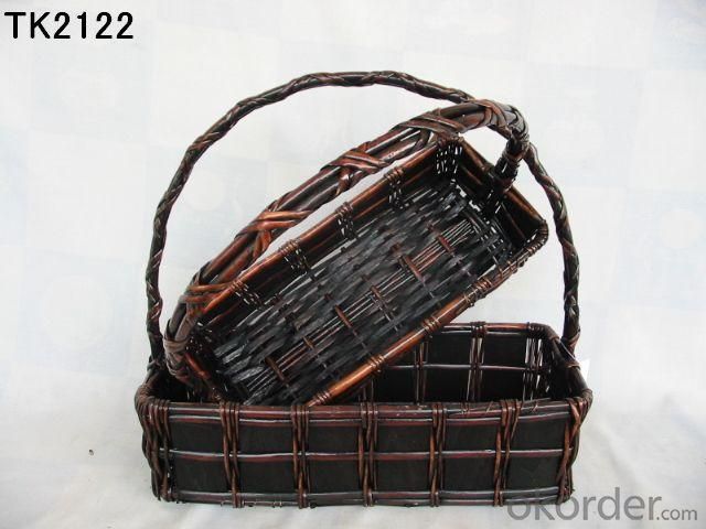 Hot Sale Home Storage Set Of Two Willow Basket With Handle System 1