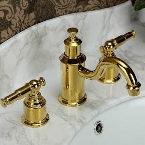 Antique Plated Faucet With Two Blass Handles System 1