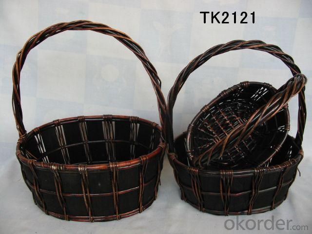 Hot Sale Home Storage Set Of Three Oval Willow Basket System 1