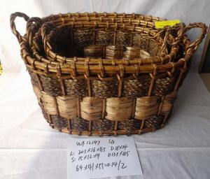 High Quality Home Storage Set Of Three Oval Woven Basket System 1