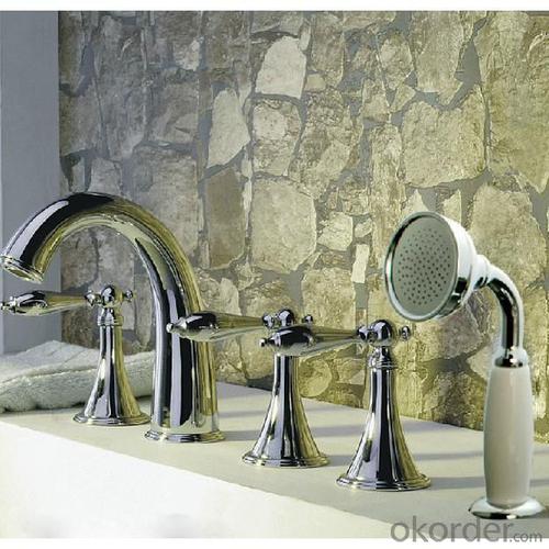 Three Blass Handle Chrome Plated Bathroom Sink Faucet System 1