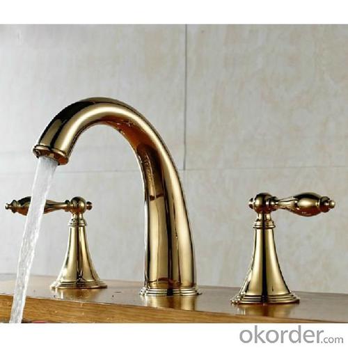 Good Quality Gold Plated Brass Faucet With Two Hanlder System 1