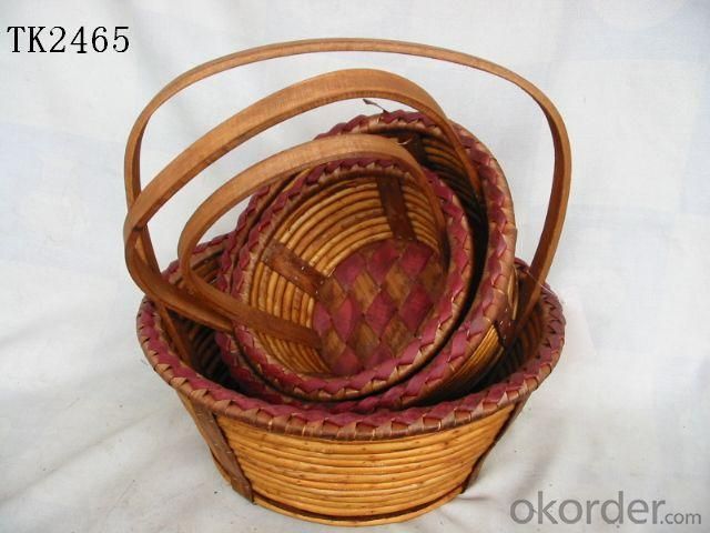 High Quality Home Storage Set Of Three Oval Willow Basket With Handle System 1