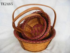 High Quality Home Storage Set Of Three Oval Willow Basket With Handle System 1