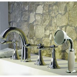 Chrome Plated Widespread Lavatory Faucet With Brass Shower System 1