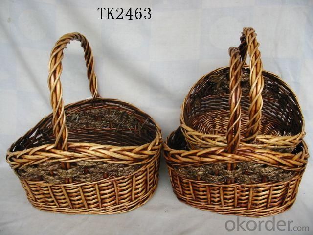 High Quality Home Storage Set Of Three Antique Willow Basket System 1