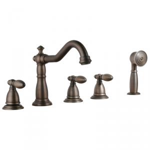 Classical Antique Plated Faucet Mixer Three Handles And Shower