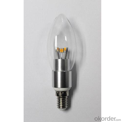 Dimmable LED Candle Bulb High Quality Silver Aluminum 4W Ra85 E14 280lm 85-265V LG LED SMD Chip Clear/Frosted/Milky Glass Cover System 1