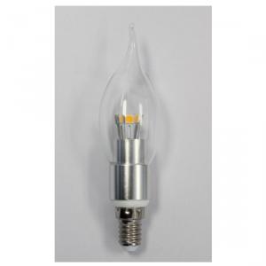 Factory Newest LED Bent-tip Bulb Silver Aluminum 4W Ra85 E14 280lm LED Candle Bulb Light System 1