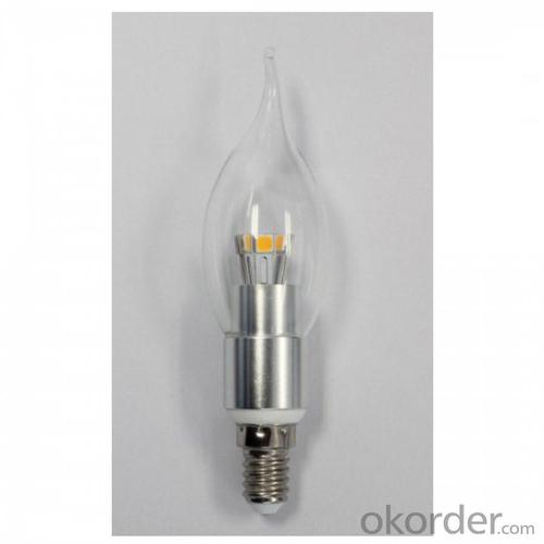 Factory Newest LED Bent-tip Bulb Silver Aluminum 4W Ra85 E14 280lm LED Candle Bulb Light System 1