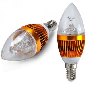 2 Years Warranty Dimmable LED Candle Bulb Gloden Aluminum 3x1W E14 180lm LED Global Bulb Light