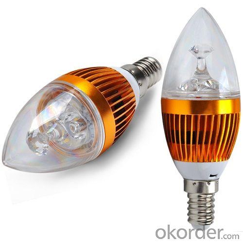 2 Years Warranty Dimmable LED Candle Bulb Gloden Aluminum 3x1W E14 180lm LED Global Bulb Light System 1