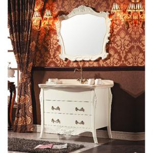 High Quality Solid Wood White Bathroom Cabinet