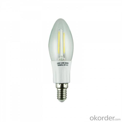 LED Filament Lamp 360°Candle Bulb E14 3W AC110V/220V 300-330lm Warm White/White System 1