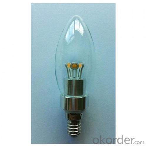 LED Candle Bulb High Quality Silver Aluminum 4W Ra85 E14 280lm 85-265V COB SMD Chip Clear/Frosted/Milky Glass Cover System 1