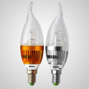 LED Bent-tip Bulb High Quality Silver Aluminum 5x1W E14 180lm 85 to 265V LED Candle Bulb Light Spotlight Downlight