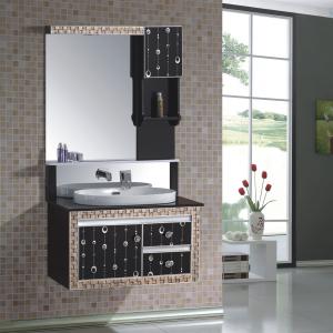 High Quality Classical Modern Black  Ceramic Top Bath Mirror Cabinet