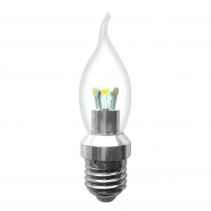 Newest Factory LED Bent-tip Bulb Silver Aluminum 3W E14 180lm LED Candle Bulb Light