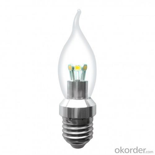 Newest Factory LED Bent-tip Bulb Silver Aluminum 3W E14 180lm LED Candle Bulb Light System 1