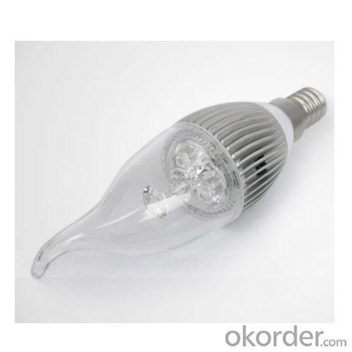 High Quality Dimmable LED Bent-tip Bulb Silver Aluminum 3x1W E14 180lm Candle Bulb Light System 1