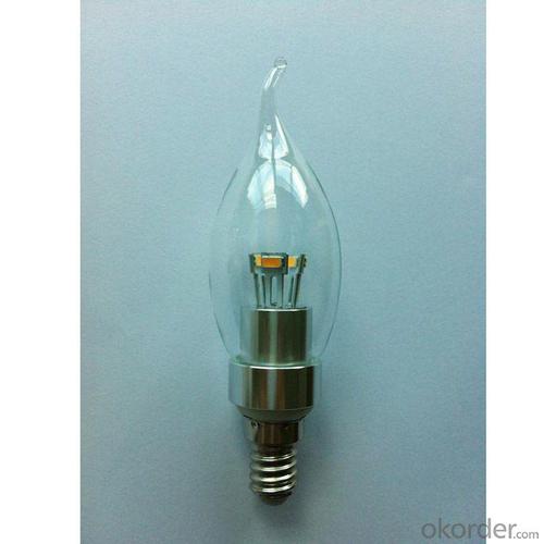 LED Bent-tip Bulb High Quality Silver Aluminum 3W Ra85 E14 180lm  85-265V LG SMD LED Chip Clear/Frosted/Milky Glass Cover System 1