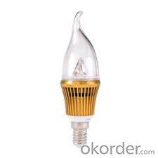 Factory Dimmable LED Bent-tip Bulb High Quality Gloden Aluminum 3x1W E14 180lm LED Global Bulb Light System 1