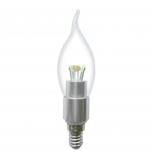 Dimmable LED Bent-tip Bulb High Quality Silver Aluminum 4W Ra85 E14 280lm  85-265V COB LED Chip Clear/Frosted/Milky Glass Cover