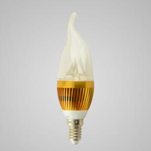 LED Bent-tip Bulb High Quality Gloden Aluminum 1x3W E14 180lm 85 to 265V LED Candle Bulb Light Spotlight Downlight