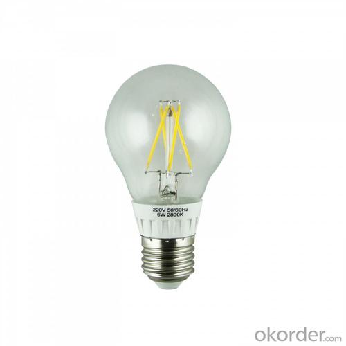 LED Filament Lamp 360°Globe Bulb E27 A60 6W AC110V/220V 620-650lm Warm White/White System 1